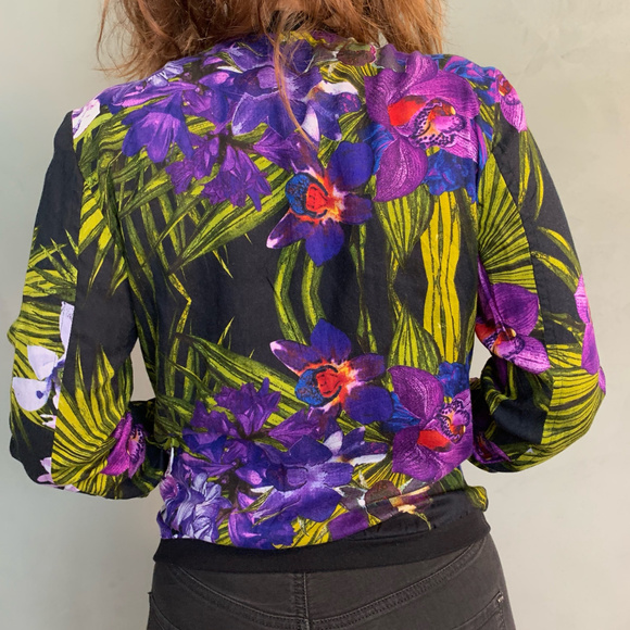Vintage 90s Grunge Floral Fleece Track Jacket - Picture 7 of 7